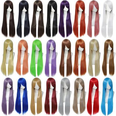 Bunte 80cm Lange Gerade Cosplay Perücke für Anime & Historische Kostüme