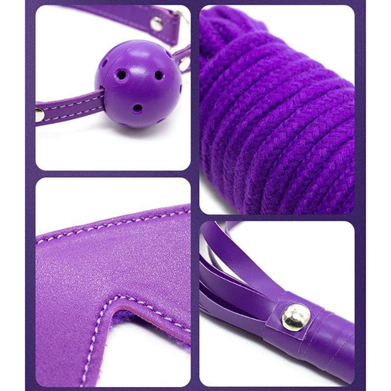 10 Piece Plush Lined Adjustable Restraint Kit With Rope & Accessories For Couples Red Restraint Kits & Sets