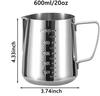 Milk Frothing Pitcher,111ml/ 111ml/611ml  Milk Frother Cup Stainless Steel Jug Steaming Pitcher, Milk Coffee Cappuccino Latte