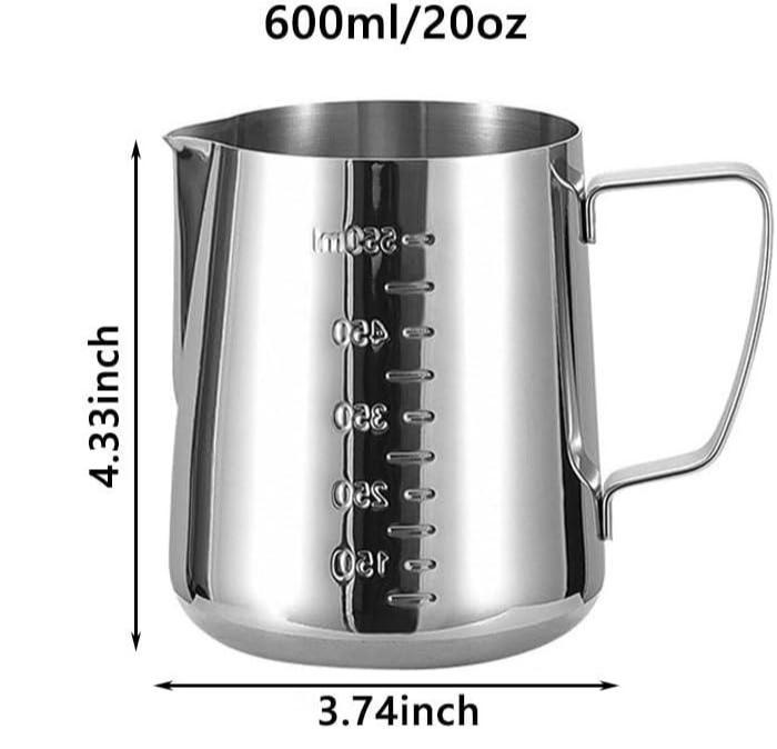Milk Frothing Pitcher,111ml/ 111ml/611ml Milk Frother Cup Stainless Steel Jug Steaming Pitcher, Milk Coffee Cappuccino Latte