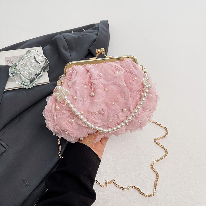 Package Dinner Package Handbag Sweet Style Bag Pearl Chain Crossbody Bag Casually