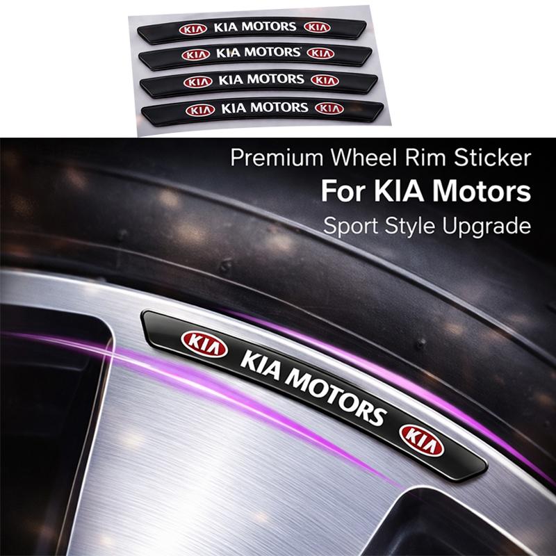 BBDP9 4pcs 3D kia aluminum car wheel emblem sticker Wheel Center Hub auto Rim refit badge covers sticker styling accessories