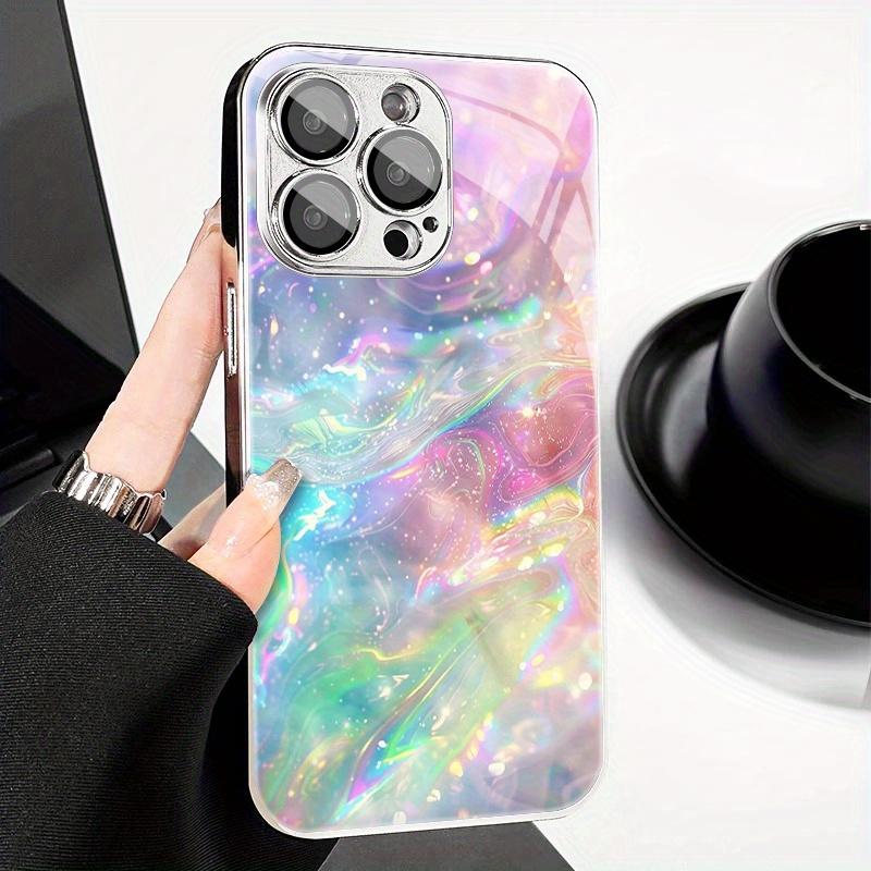 Colorful Cloud Pattern Electroplated Glass Phone Case Suitable for iPhone 18 17 17pro 16 15 14 14plus 13 12 11