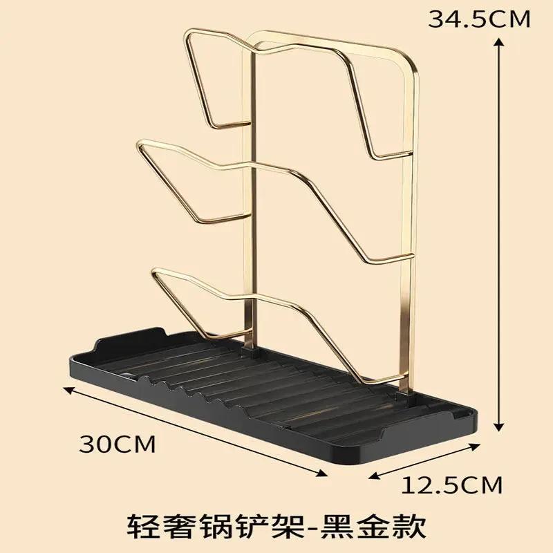 Space Aluminum Kitchen Pot Cover Rack, Table Top Shelf, Spoon, Cooking Shovel, Pot Shovel Rack, Collecting Rack