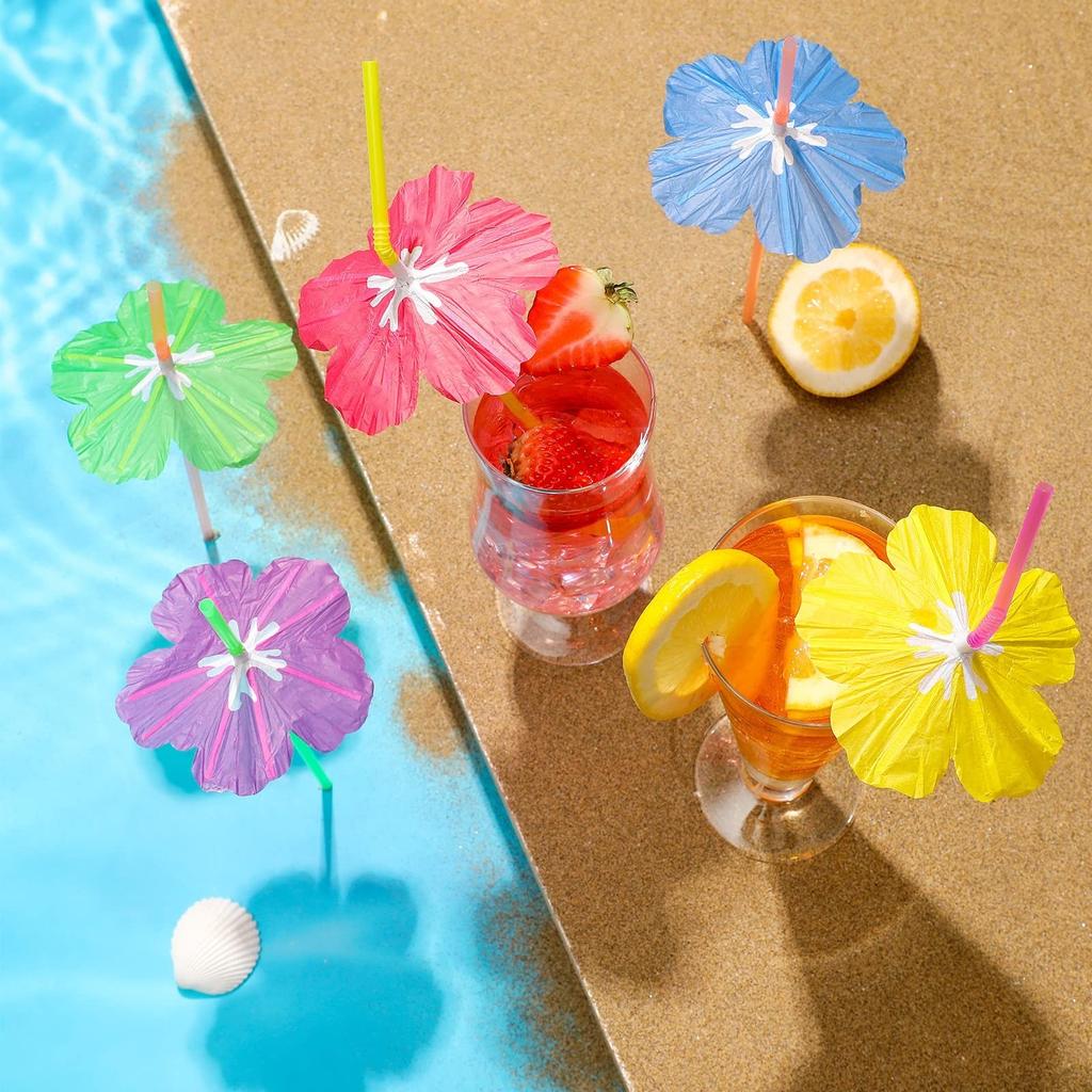 100 Stück Regenschirm Trink Cocktail Sommer Hawaii Party Getränkedekorationen Partyzubehör Bunt ( )