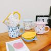 Korean Style Crumbled Flowers High-value Mug Milk Cup Breakfast Cup Simple Ceramic Cup with Lid High End Gift
