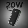 Powerbank 10000mAh USB-A USB-C z wyświetlaczem wbudowanym kablem USB-C 20W - czarny