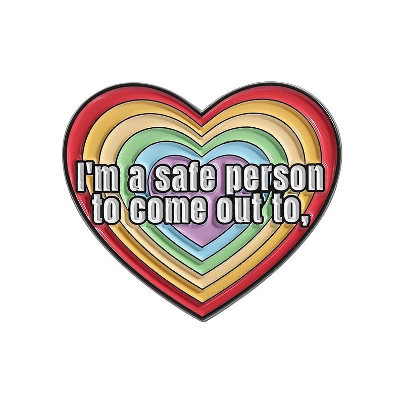 LGBTQ Rainbow Enamel Pin You’re Safe With Me Pride Metal Brooches Lapel Badges Jewelry Gift for Gay Homosex Lesbian Friends