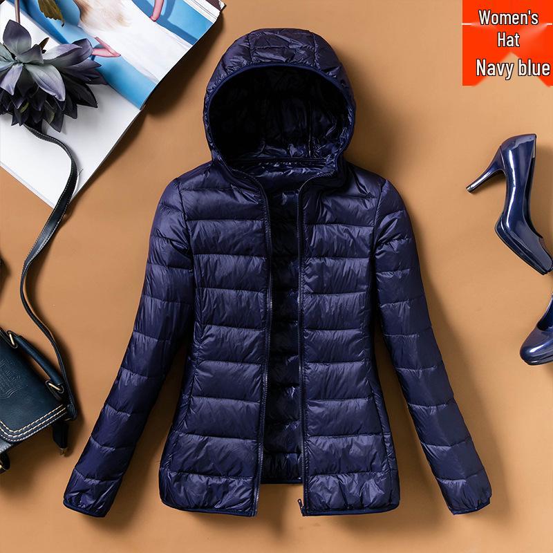 2023 Women's Lightweight Hooded Slim Down Jacket - Short, Fashionable, Plus Size, Autumn/Winter Outerwear