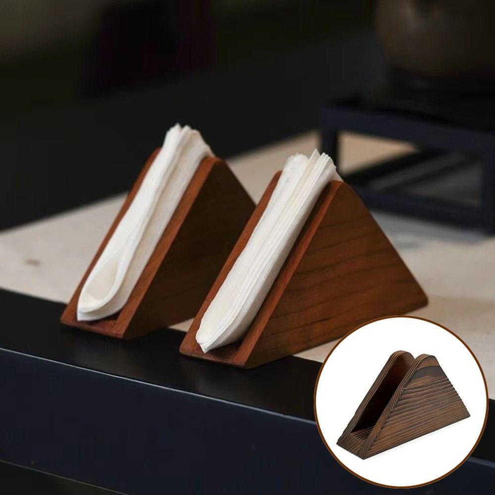 Non-slip Bottom Wooden Tissue Holder Space-saving Design Sturdy Structure Tissue Dispenser Multi-functional Napkin Container