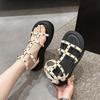 Fashion Open Toe Muffins shoe Clogs With Heel Studded Sandals Fashion Womens Shoes 2025 All-Match Peep Flat Thick Luxury Summer New