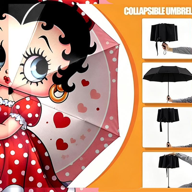 Betty Boop Print Umbrella Automatic Opening/ Closing - Portable Foldable Design - Daily use for Travel/Outdoor - Gift for Birthday
