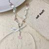 Fashionable Bowknot Star Pendant Necklace Handmade Colorful Beads Neckchain Bow Clavicle Chain for Women Girls Choker