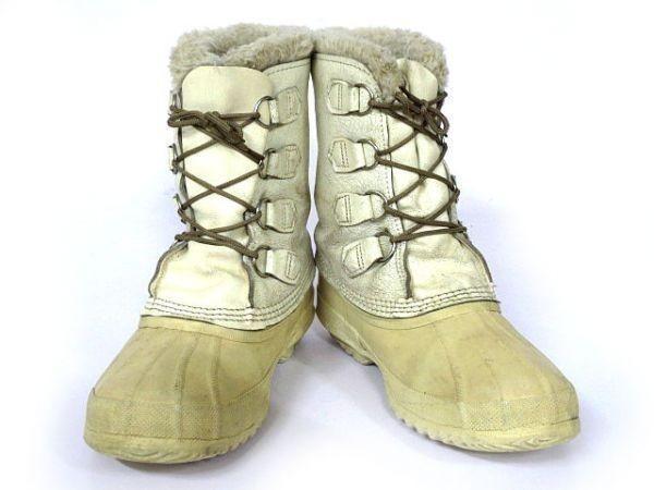 Canada Vintage/SOREL/Leather Snow Boots MANITOU Model/25.0-26.0/White/With Inner Liner(USED)