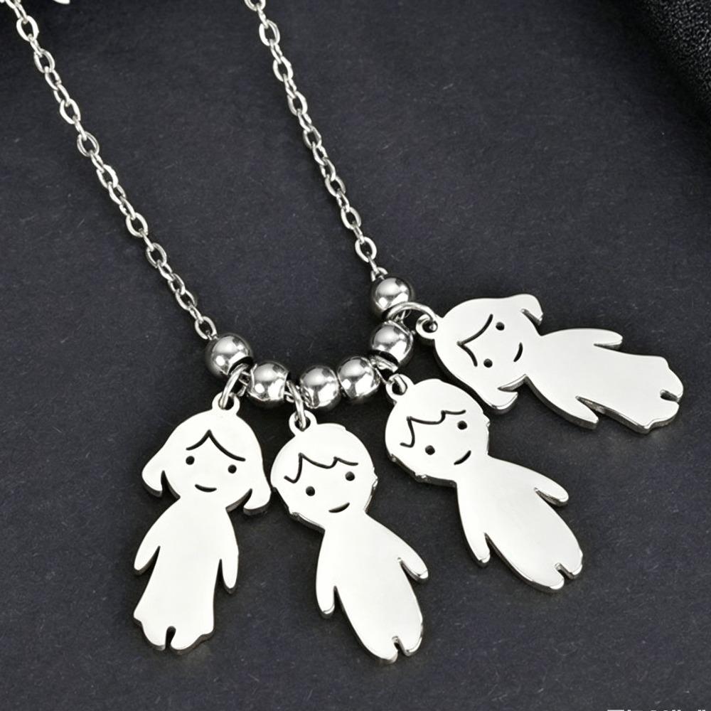 Stainless Steel Boy Girl Necklace Pendant Lover Necklace Choker Family Necklace Lovers