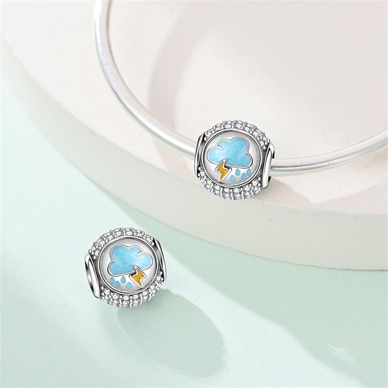 Charms Original Copper Blue Cloud Raindrops Beads Fit Bracelet Women Jewelry Diy Fine Gift Accessory