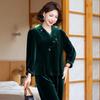 YUZHAOLIN Women's New Chinese Style Golden Velvet Two-Piece Set