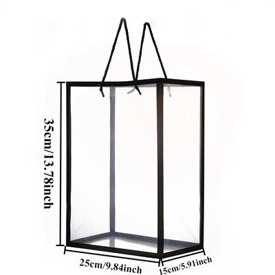 1/2/3PCS Transparent Plastic Border Handbag Black White Border Handbag Valentine's Day Wedding Florist Gift Packaging Bag