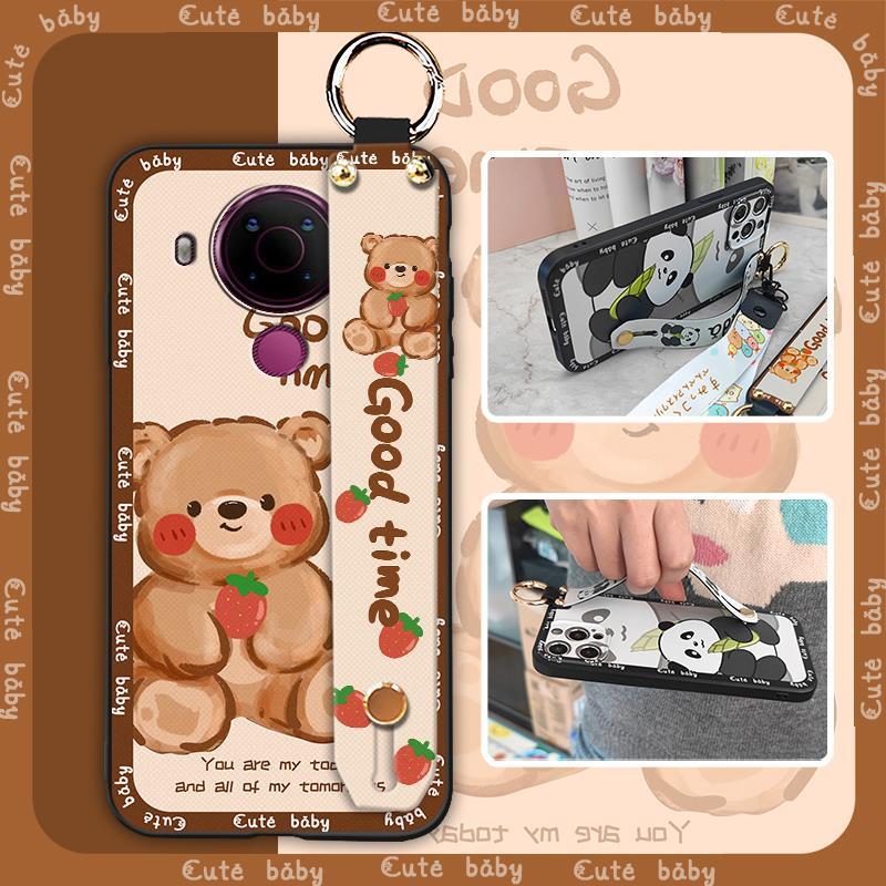 Wrist Strap Dirt-resistant Phone Case For Nokia 5.4 Back Cover Durable Wristband Silicone Soft case Protective Cartoon
