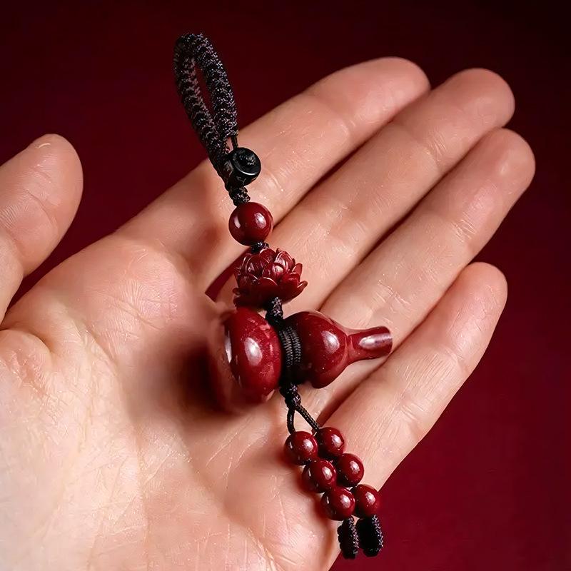 Cinnabar Lotus Gourd Zodiac Keychain Pendant