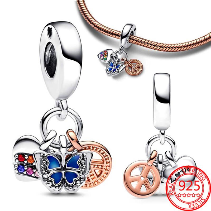 New Fashion Copper Family Tree Heart Dangle Charm Bead Pandent Fit Original Bracelet Accessories Diy Women Jewelry