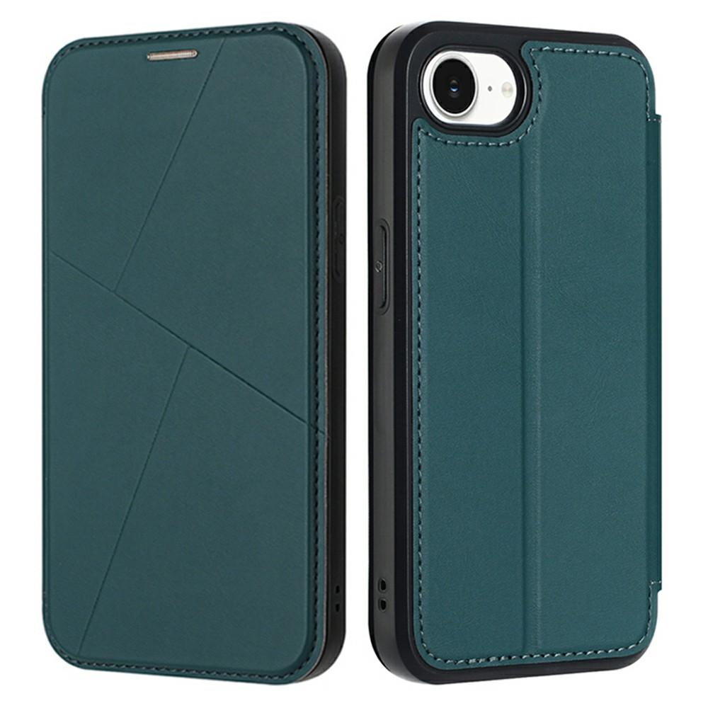 

For iPhone 16e Case Magnetic Closure Card Slot Leather Flip Phone Cover Green