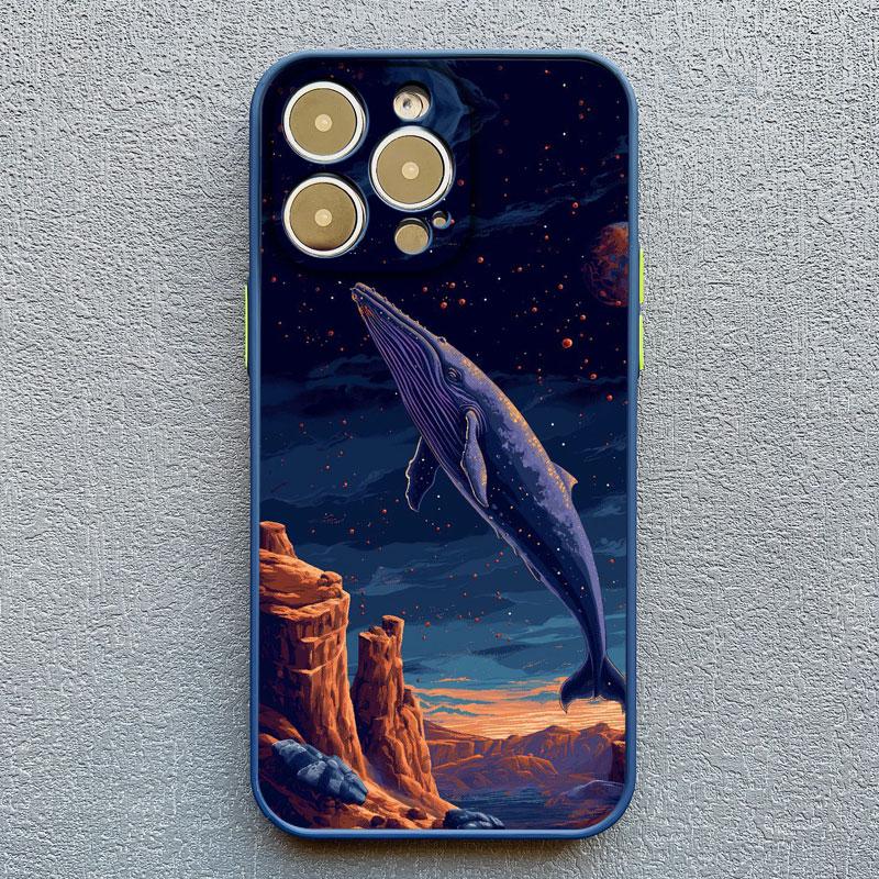 Space Ocean Whale Shark Swimming Phone Case For iPhone 16 15 14 11 12 13 Mini Pro Max Cover 15 14 7 8 Plus X XR X Fundas Shell