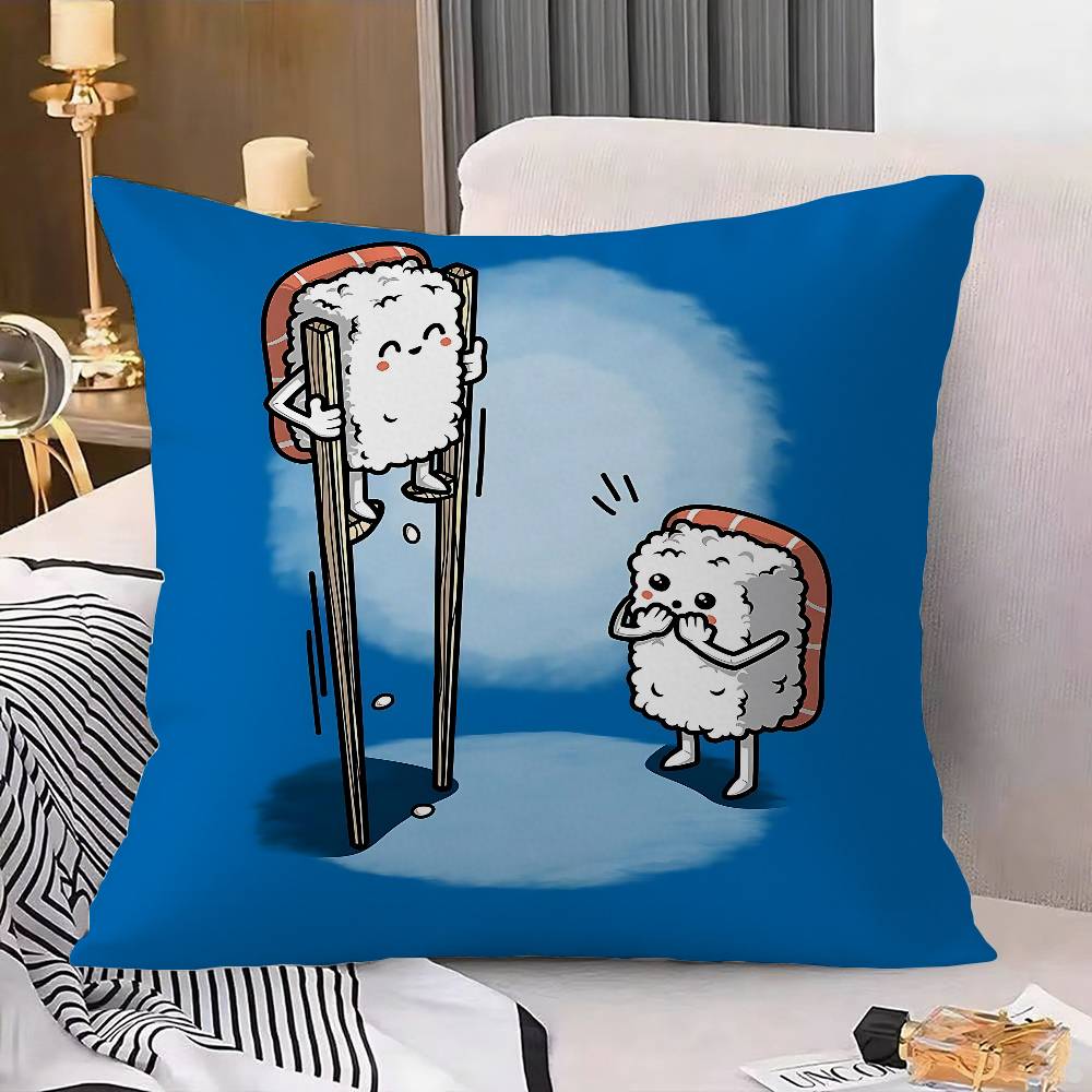 Cartoon Schattig Sushi Kussenhoes Sierkussenhoes Scandinavische Vintage Stijl Kussenhoezen Woonkamer Sofa Bank Zitdecor