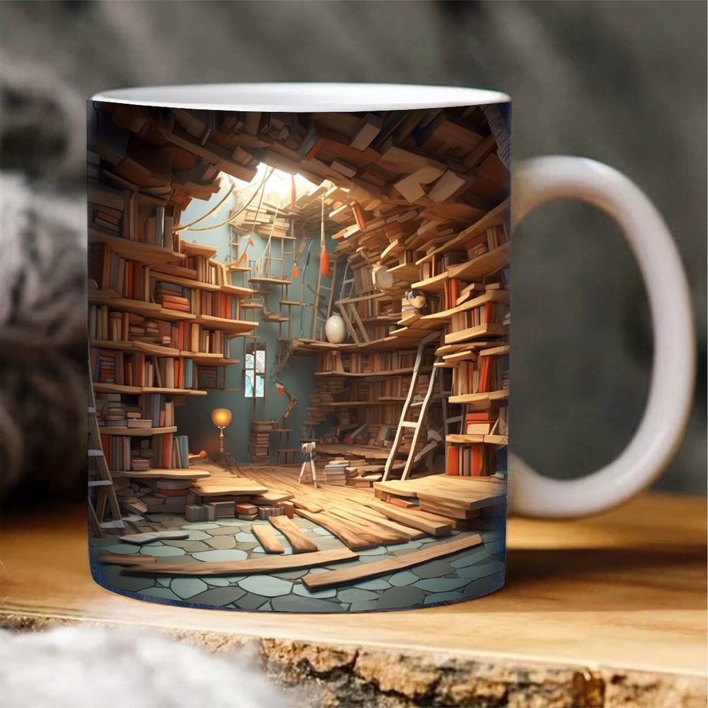 Ceramic Mug Home Creative Library Coffee Mug Cross-border 3d Bookshelf Mug Ceramic Water Cup