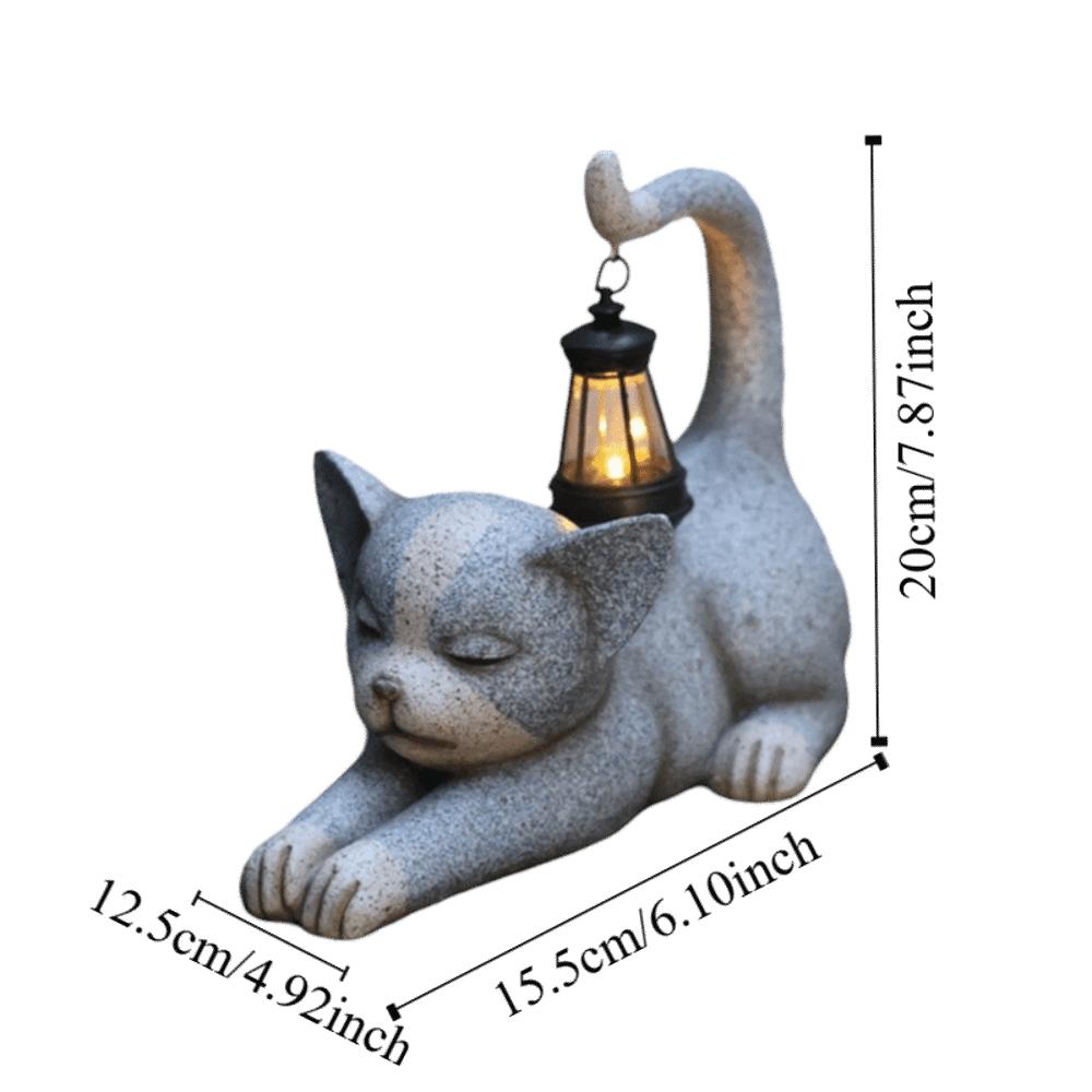 Auto On/Off Solar Lantern UV Resistant LED Lamp Garden Ornament Garden Cat Figurine  Villa Lawn