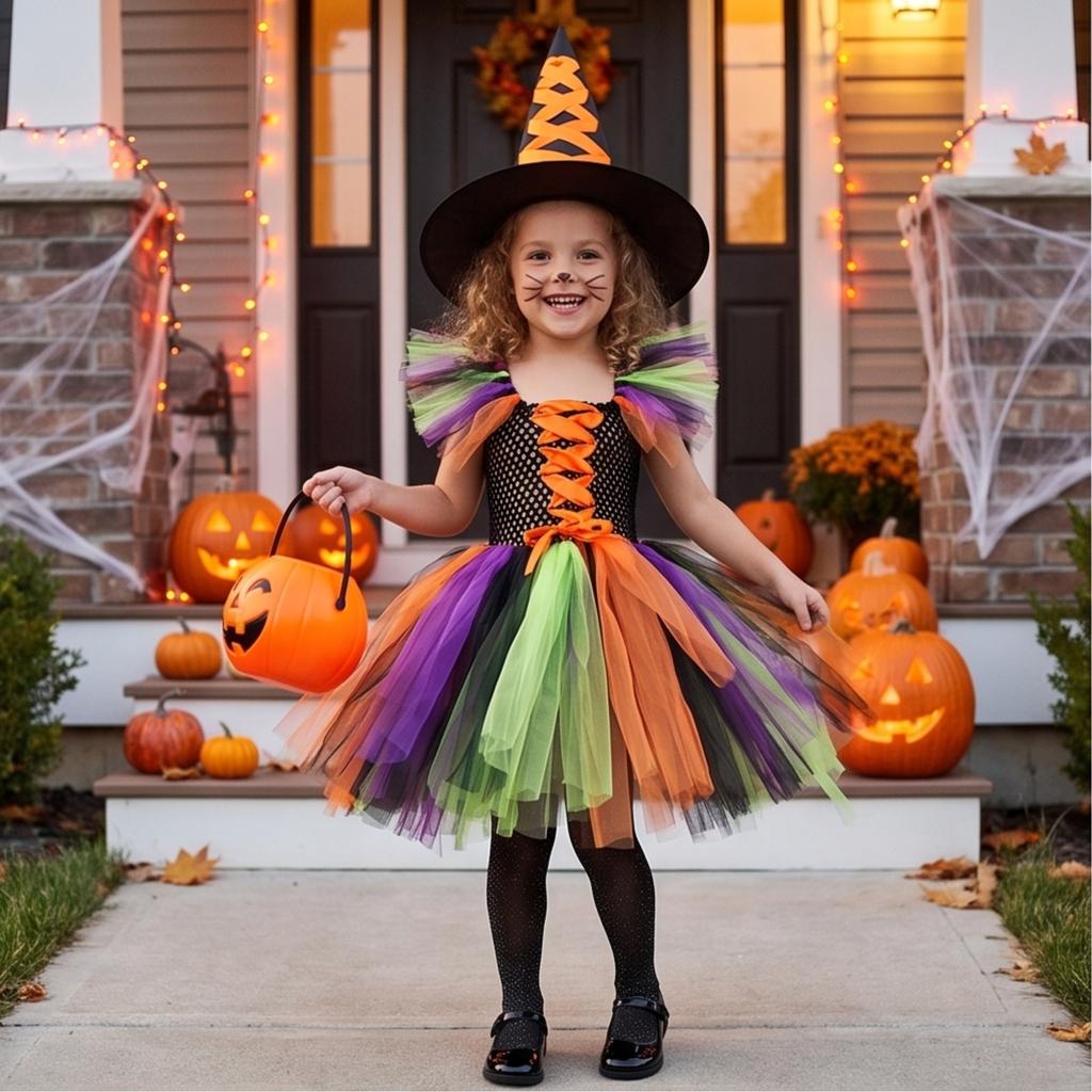 Girls Halloween Dress Costume Set for Performance, Dance Recital and Party