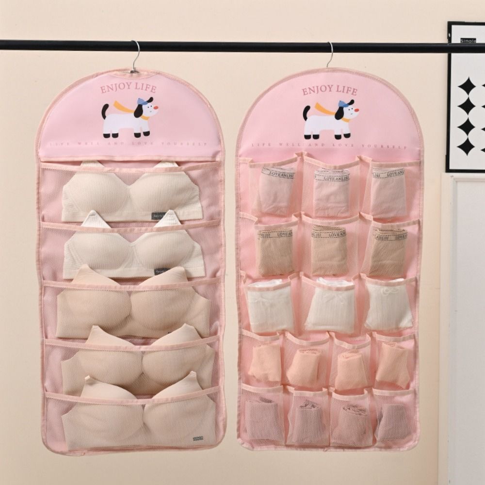 Wall Mounted Underwear Storage Hanging Bag Foldable Mesh Storage Bag Wardrobe