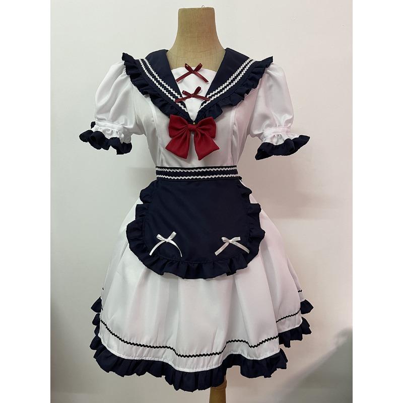 

Новое повседневное платье темно-синее платье с бантом в стиле мори-гёрл L