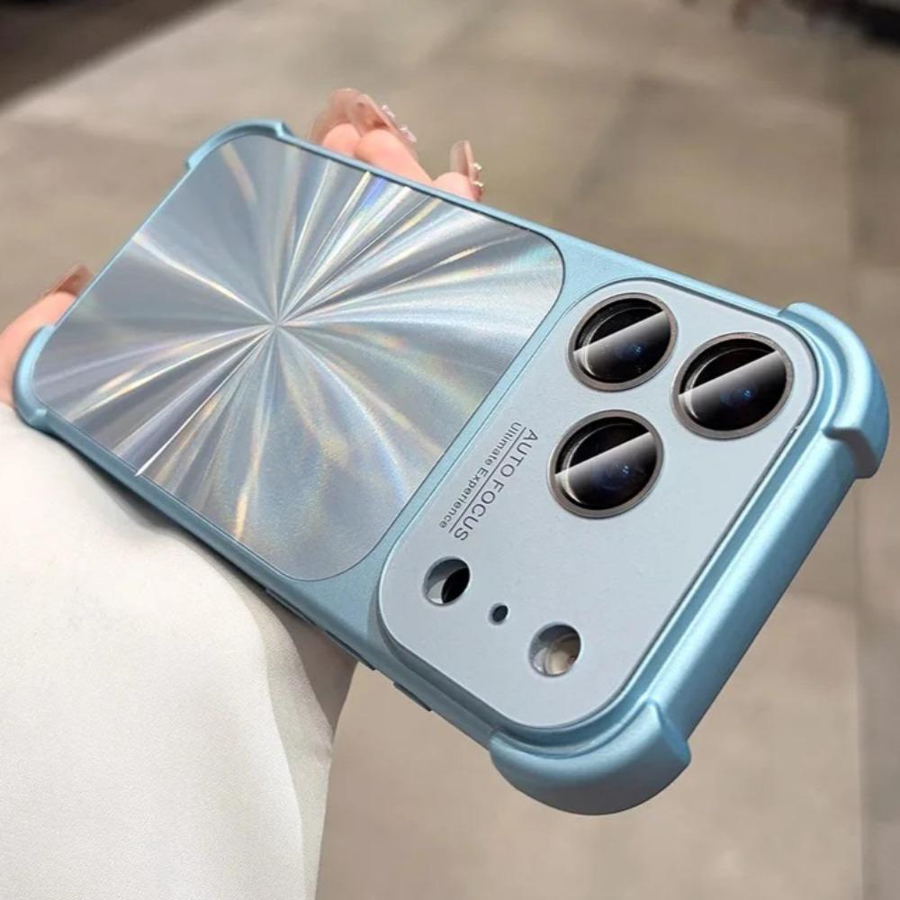 New Luxury 6D Colorful Laser Aurora Case For 13 14 15 16 17 Pro Max Soft Bumper Shockproof Glass Camera Hard PC Cover