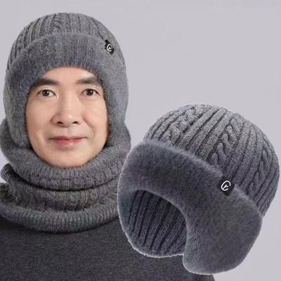 Chapéu Tricotado Masculino de Outono Inverno para Exterior Chapéus Bomber Casuais Quentes Ciclismo Chapéus de Proteção para as Orelhas Touca Grossa para Frio para Idosos