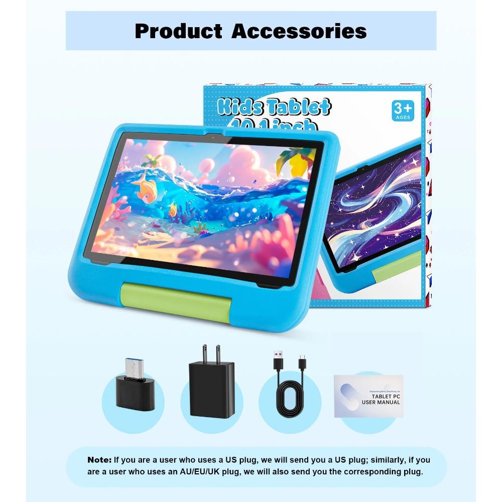 Paitanry Tablet da 10,1 Pollici per Bambini Android 15 8GB RAM 64GB ROM Display HD Tab USB Type-C 5G WIFI 6 Tablet PC Regalo per Bambini