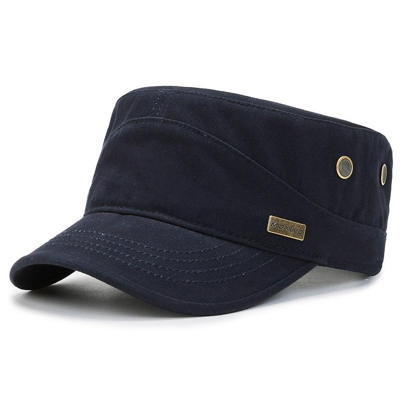 New Flat Top Hat Outdoor Casual Flat Top Hat Versatile Sports Sun Hat Pure Cotton Fashion Four Seasons