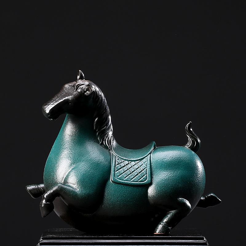 

Chinese-Style Ceramic Pony Ornaments Home Accessories Study Bogu Frame Tangma Crafts Living Room Ornaments Furnishings