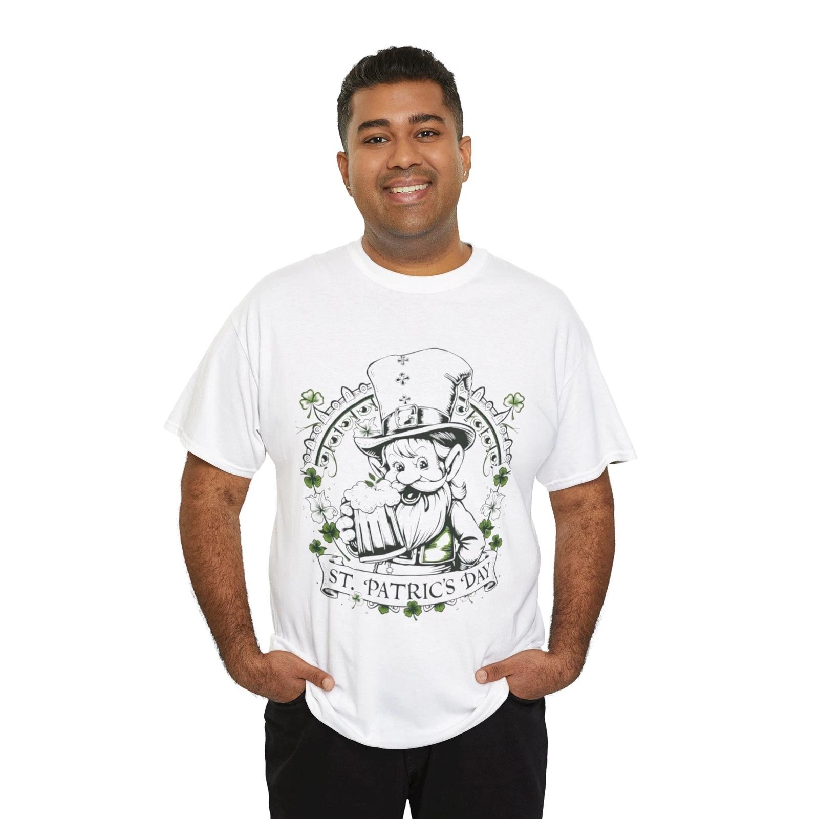 St. Patrick s Day Unisex Heavy Cotton Tee, Leprechaun Shirt, Holiday Apparel, XL