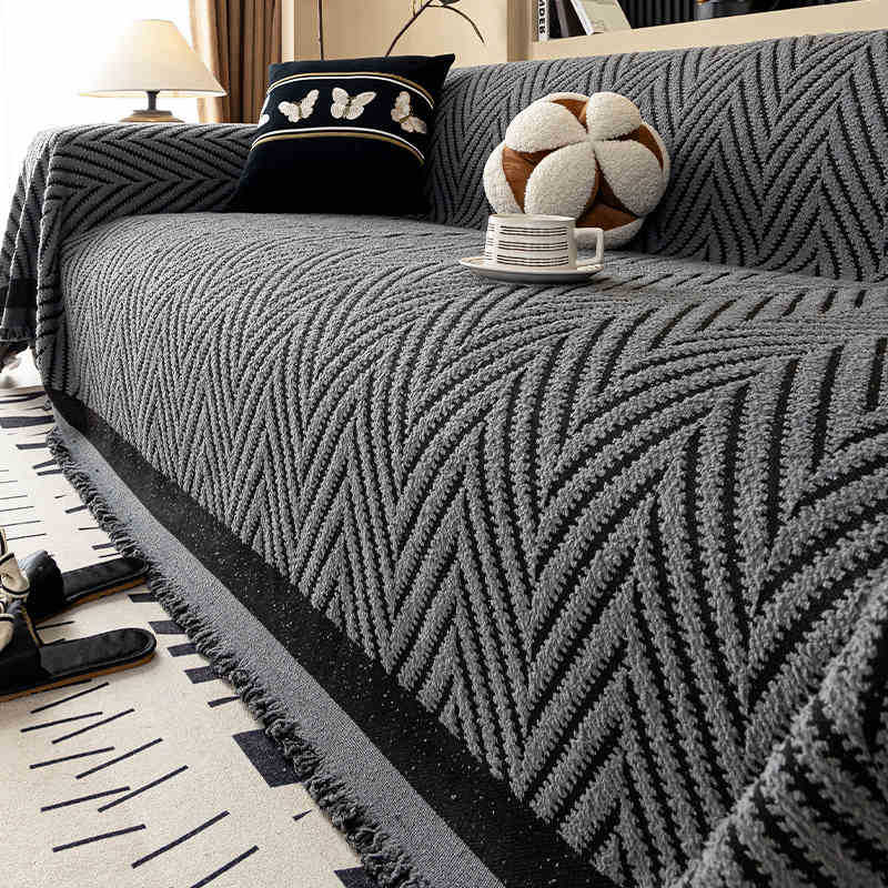 Chenille Sofa Throw Cover - Non-Slip Slipcover for Armchair, Loveseat, 3-Seater, 4-Seater, and Sectional Sofas for Home, Office, and Living Room Decor