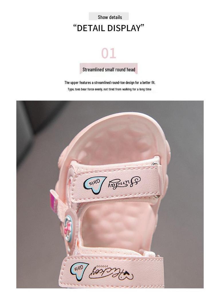 Girls' Summer Sports Sandals 2026 - Cartoon Soft Sole Beach Shoes for Medium & Large Kids