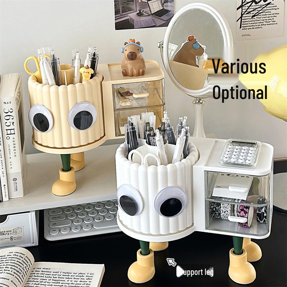 Rotating Cosmetic Organizer: Dust-proof Makeup Brush Holder, Desktop Pen Cup, Lipstick & Eyeshadow Storage.