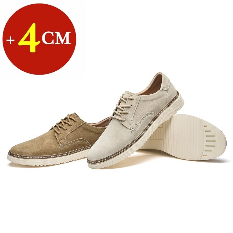 Classic Genuine Leather Casual Shoes Sneakers Man Elevator Shoes Height Increase Shoes for Men Insoles 4CM Sports Leisure Taller
