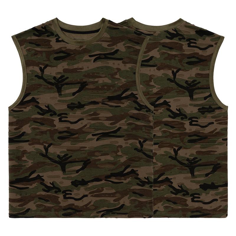 Clothing life, summer American wasteland wind hole camouflage vest men's and women's loose sleeveless T-shirt couple tide