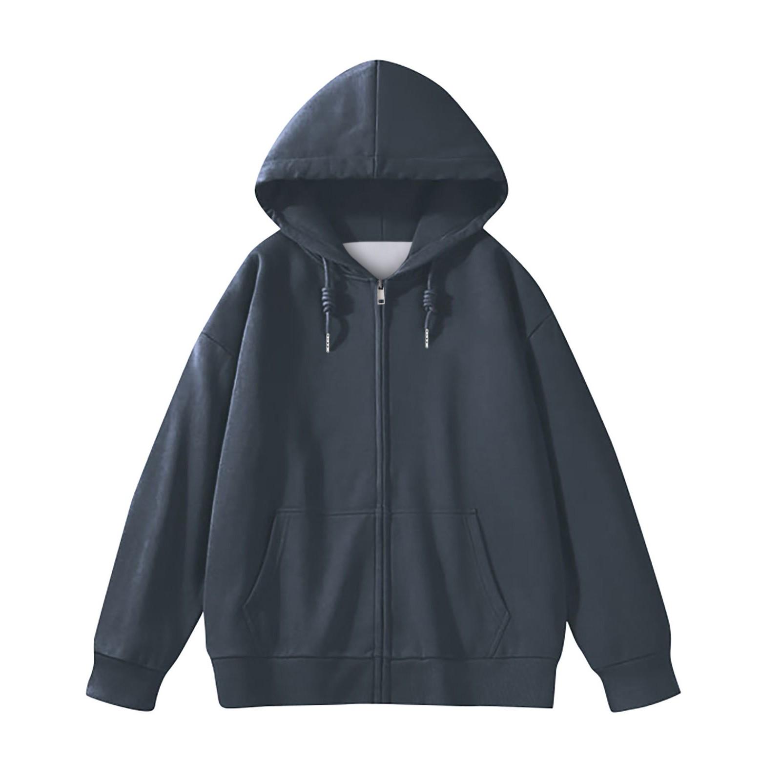 Женская мода сплошной цвет карман с длинным рукавом свободная куртка с капюшоном пальто — фото 16