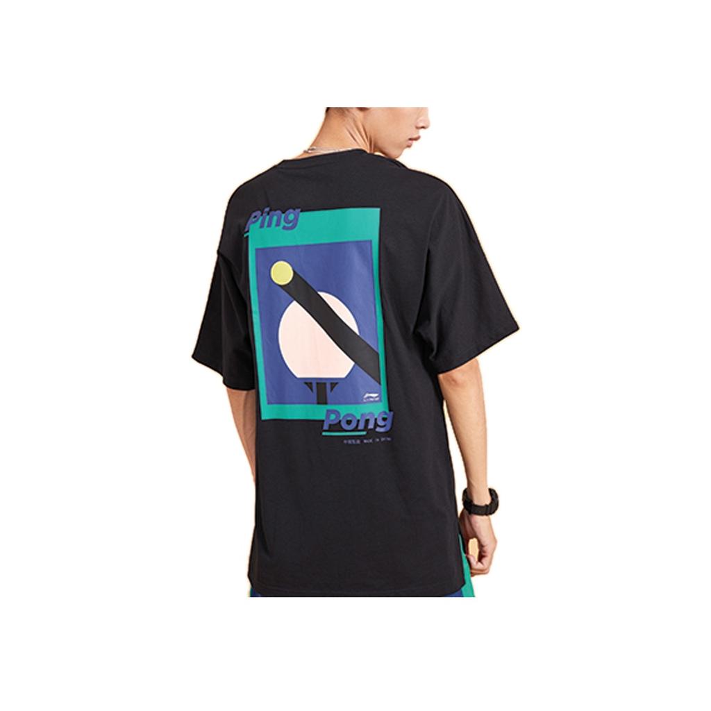 Li-Ning Paris Fashion Week Printed Oversized Short Sleeve T-Shirt Men Tops Black AHSQ273-2