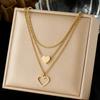 Gold Plated Triple Layered Heart Pendant Necklace Set