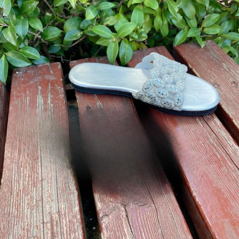 Módní žabky plus size Léto Nové Kulatá špička Otevřená špička Kamínky Výřez Měkká podrážka Protiskluzové Odolné proti opotřebení Baleríny