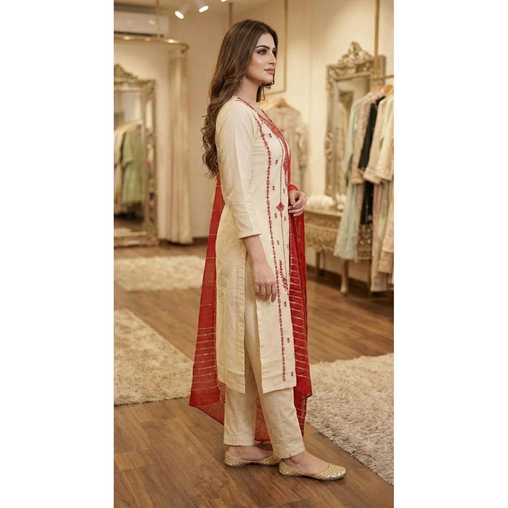 Party Wear Pakisatni Kurti Pant Dupatta Set Indian Designer Top Tunic Kurta Set