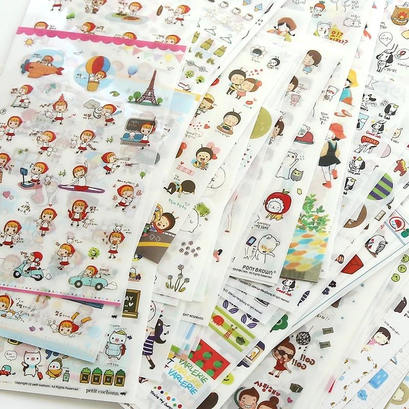 6PCS/set DIY Kawaii Cute Drawing Market Planner Book Diary Decorate Stationery Stickers PVC Transparent Scrapbooking